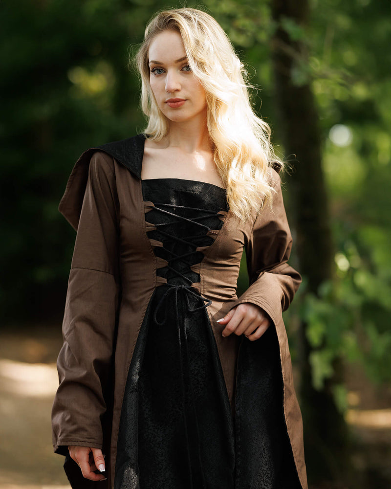 Mittelalterliches Kleid Ophelia, Bruin-Zwart