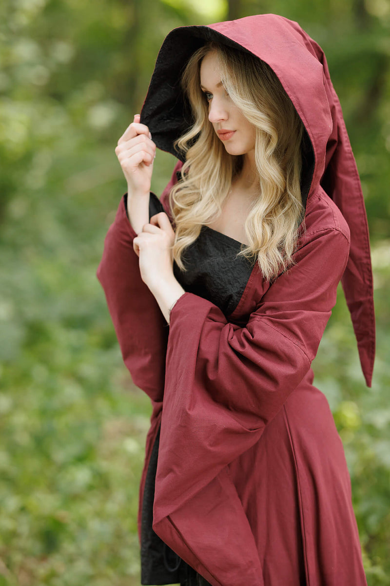 Middeleeuwse jurk Ophelia, rood-zwart