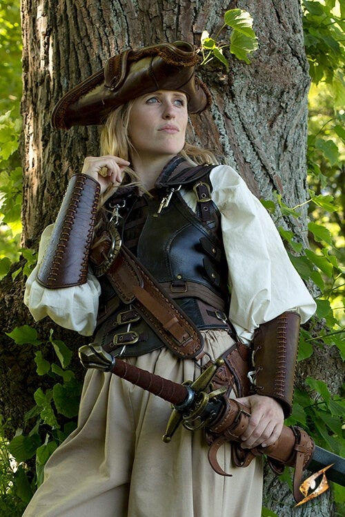 Kamp læder bracers, armskinner, brun 