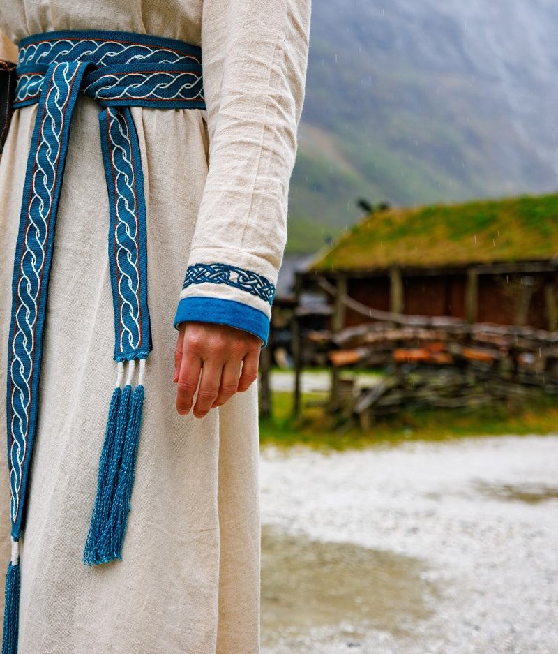 Vikingo vestido Lagertha, natural-azul 