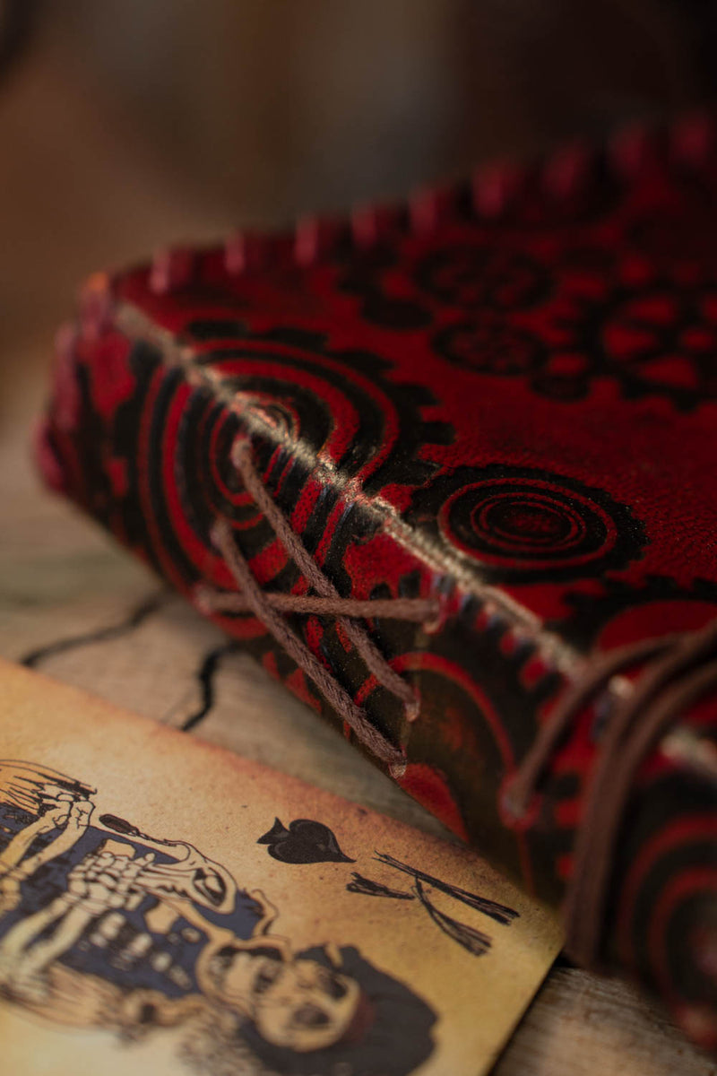 Leren boek Steampunk, antieke pagina's