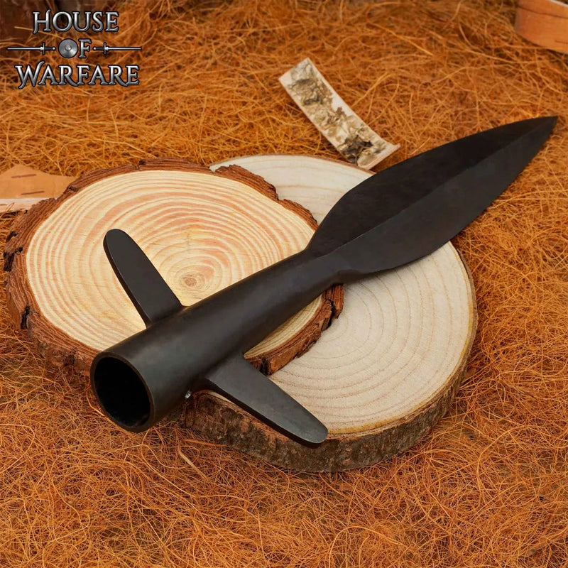 Hand-forged Viking spearhead with wings, semi-sharp