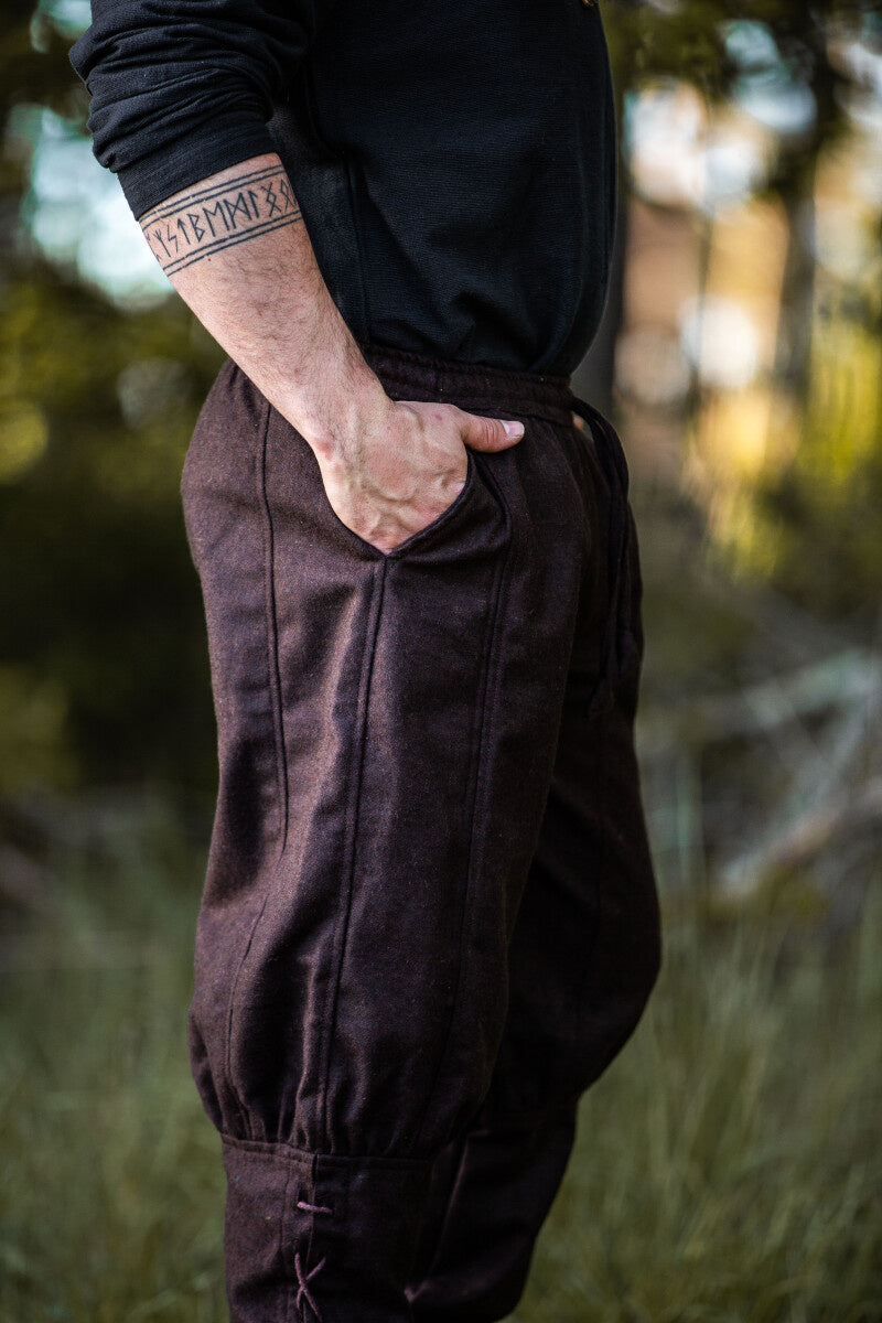Vikingbroek Jorvik, bruin, wolmix