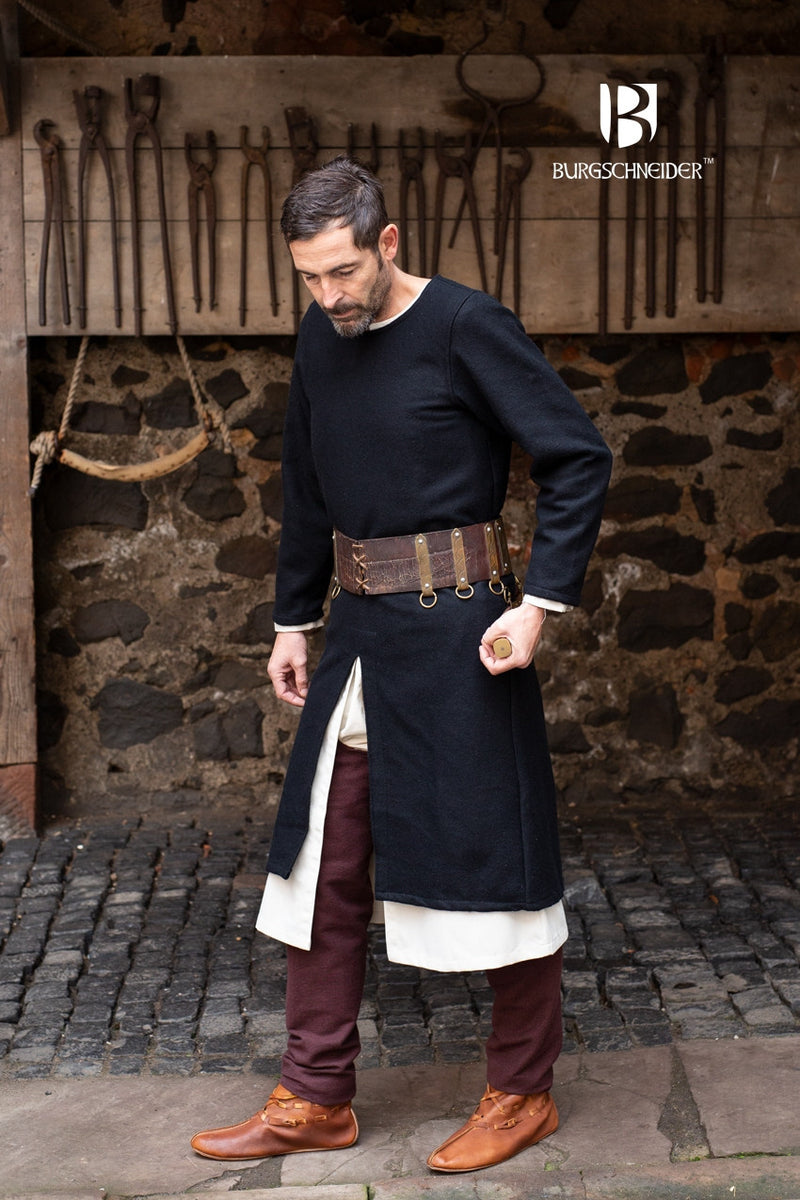 Medieval tunic Everard, black, wool mix