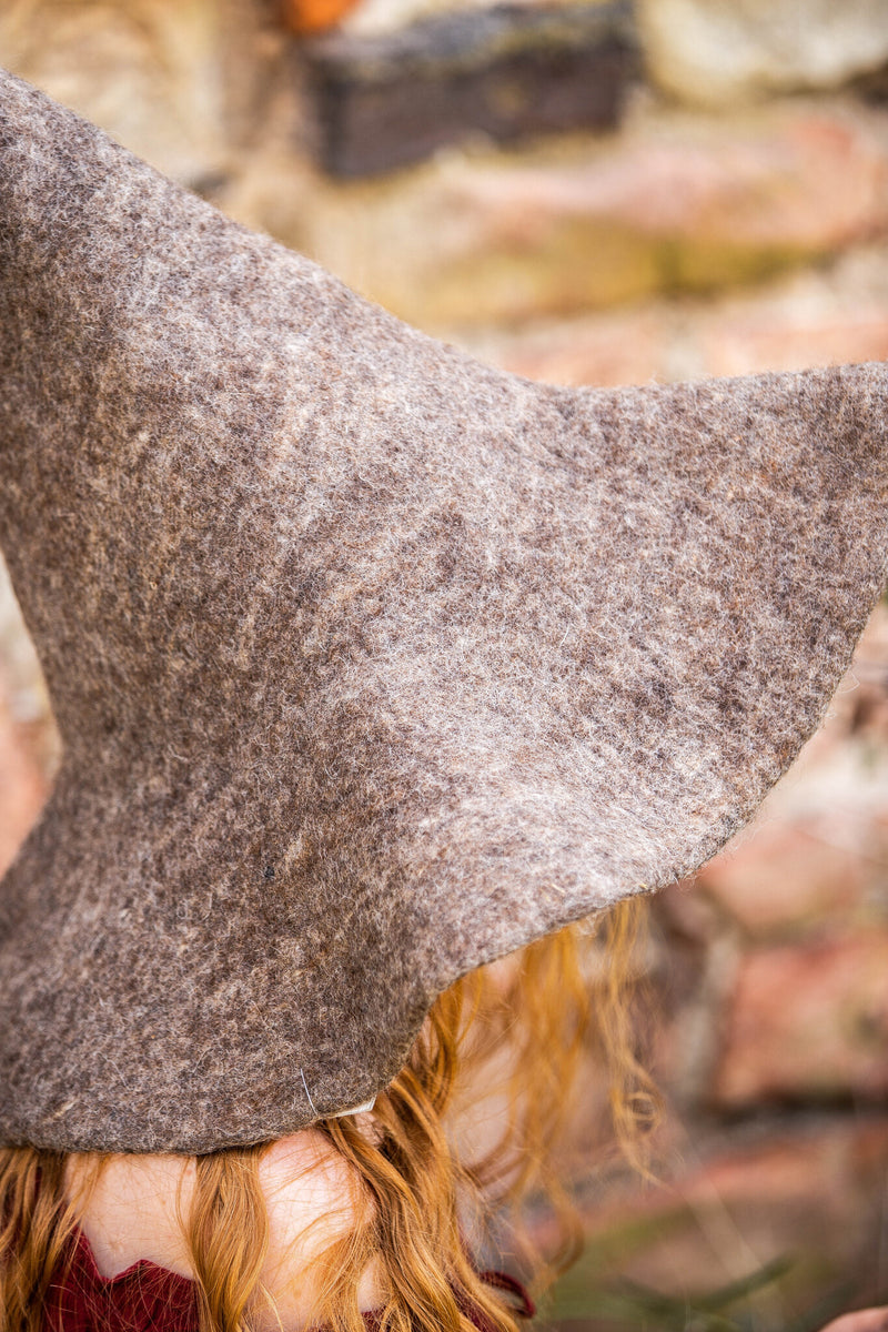 Chapeau de sorcière, naturel-brun, feutre de laine 