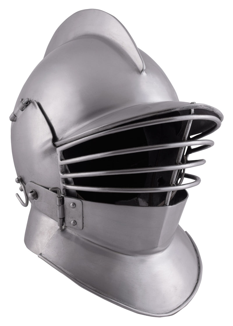 Burgonet met vizier en falling buffe, 2 mm (battle-ready)