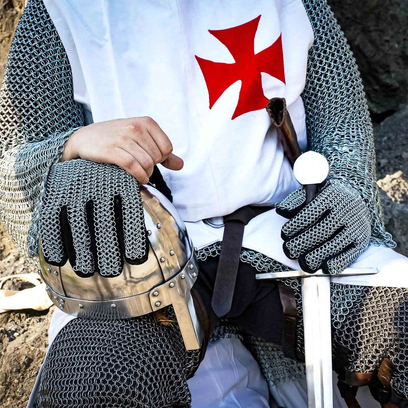 Ringbrynjehandskar, osnitat runda ringar 