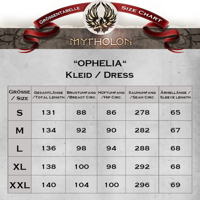 Mittelalterliches Kleid Ophelia, Bruin-Zwart