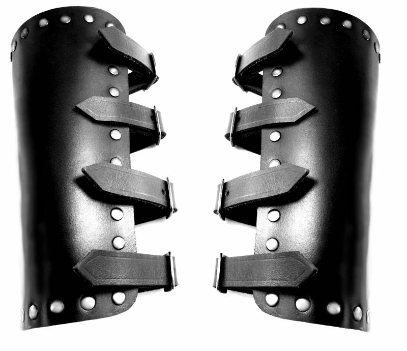 Brassards en cuir Marius, canons d'avant-bras, noir 