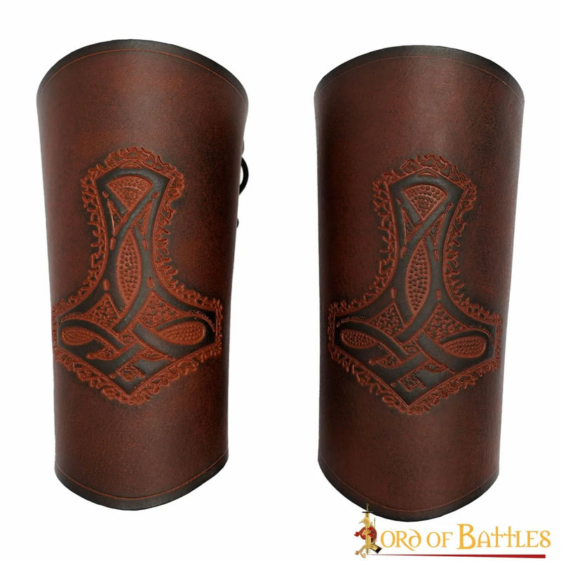 Mjolnir leather bracers, underarm guards