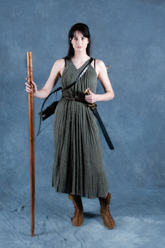 Godinnen Jurk Hera, natuurgroen