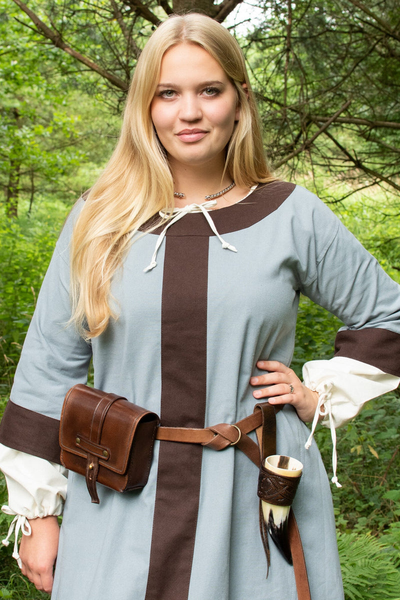 (Vroeg) middeleeuwse jurk Clotilde, blauw-bruin