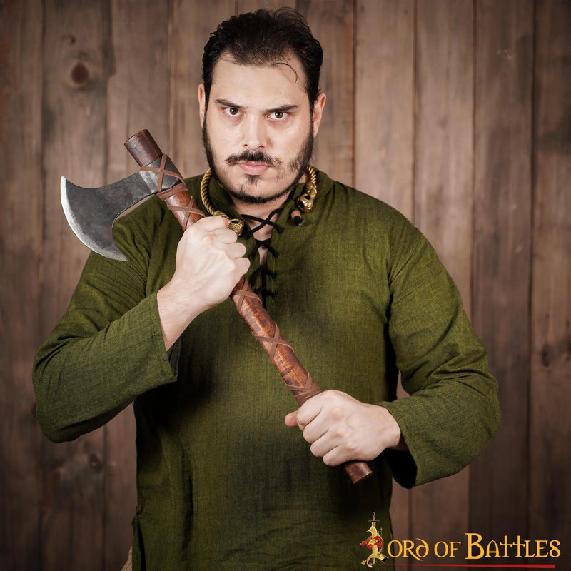 Daneøkse med læder greb, type M, halvskarpt 