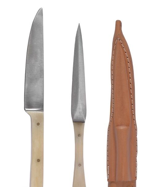 14e eeuws mes en eetprikker, roestvrij staal