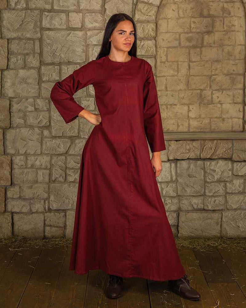Marita vestido, ligero algodón, burdeos 