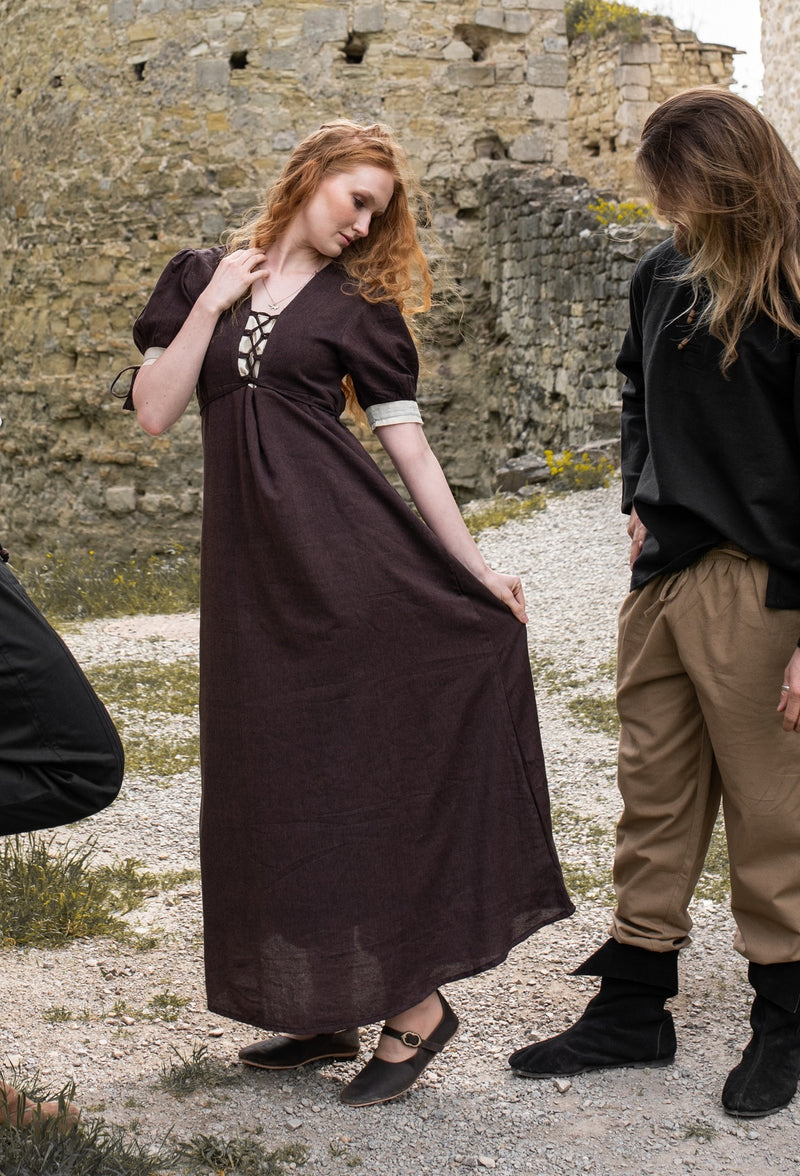 Renaissance zomerjurk Denise, bruin