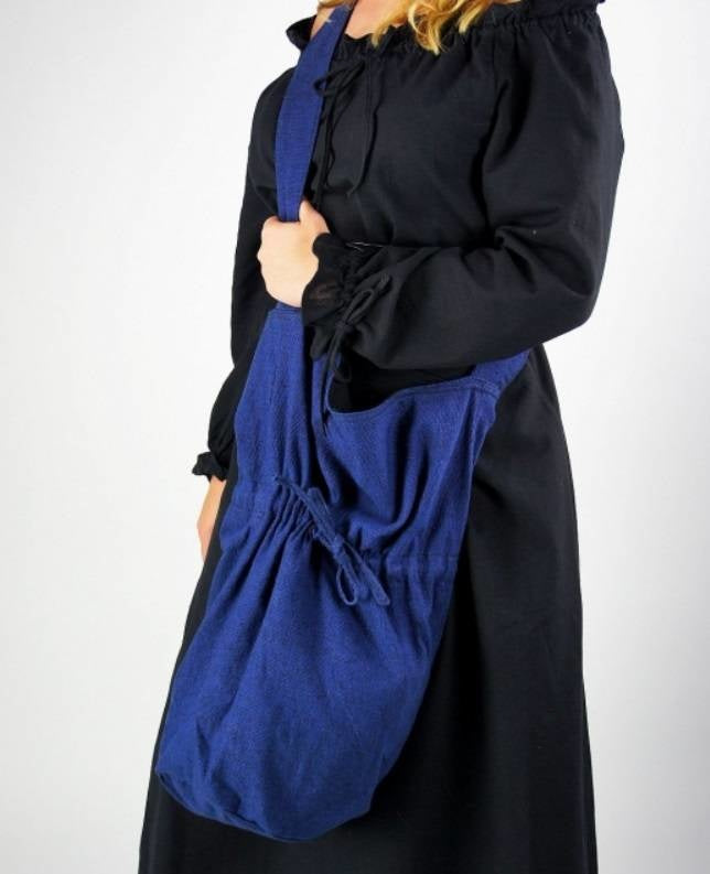 Bolso de hombro de tela, azul 