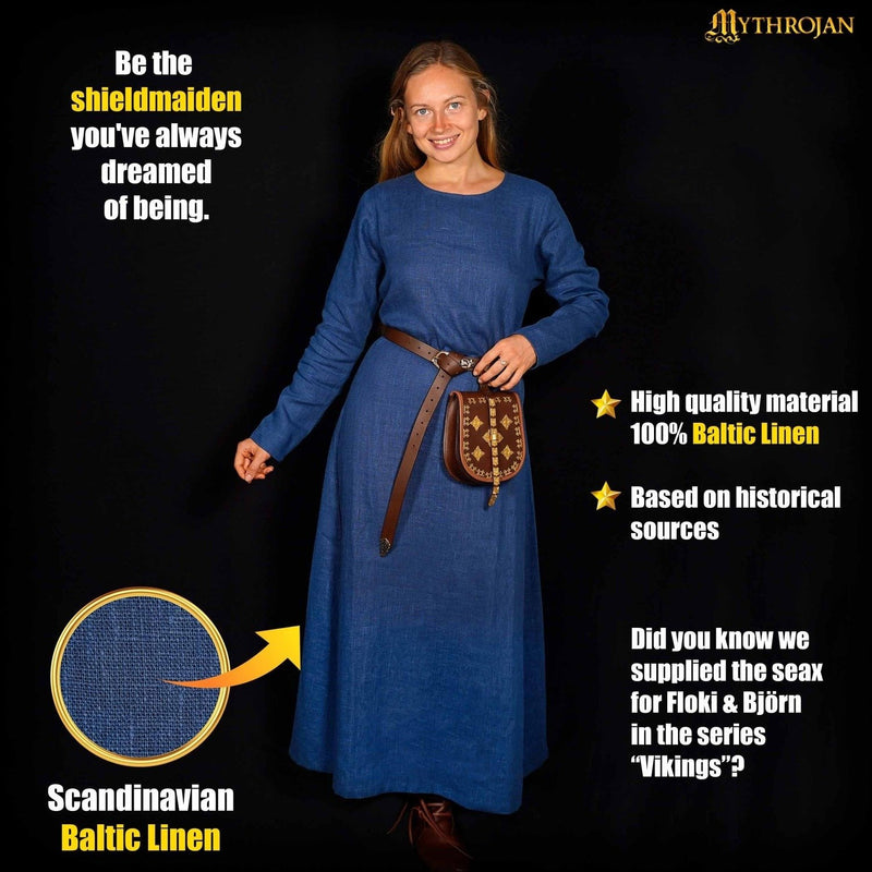 Viking robe Helga, lin, bleu 