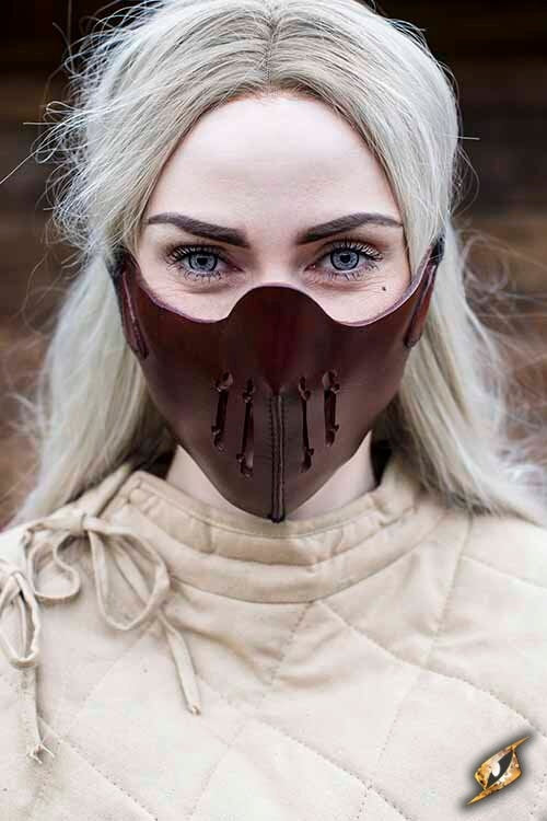 Leren Mempo halfmasker, rood