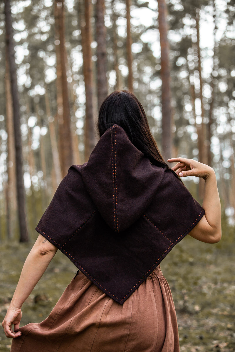 Skjoldehamm chaperon Halfdan, brun, mélange de laine 