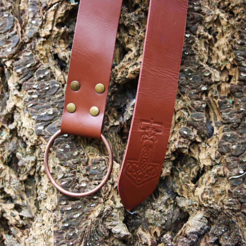 Belt with Thor's hammer, brown