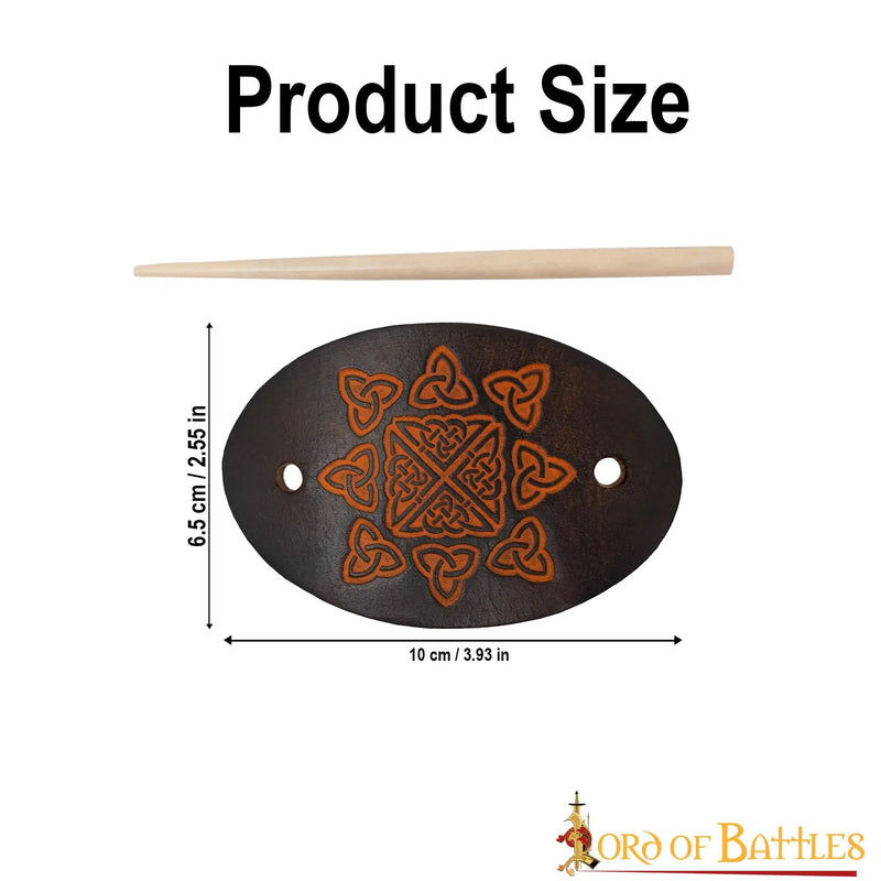 Épingle à cheveux avec nœuds celtiques, cuir 