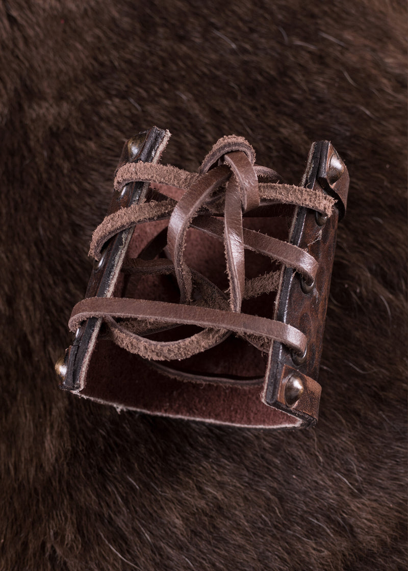 Bracciale vichingo con draghi, pelle 