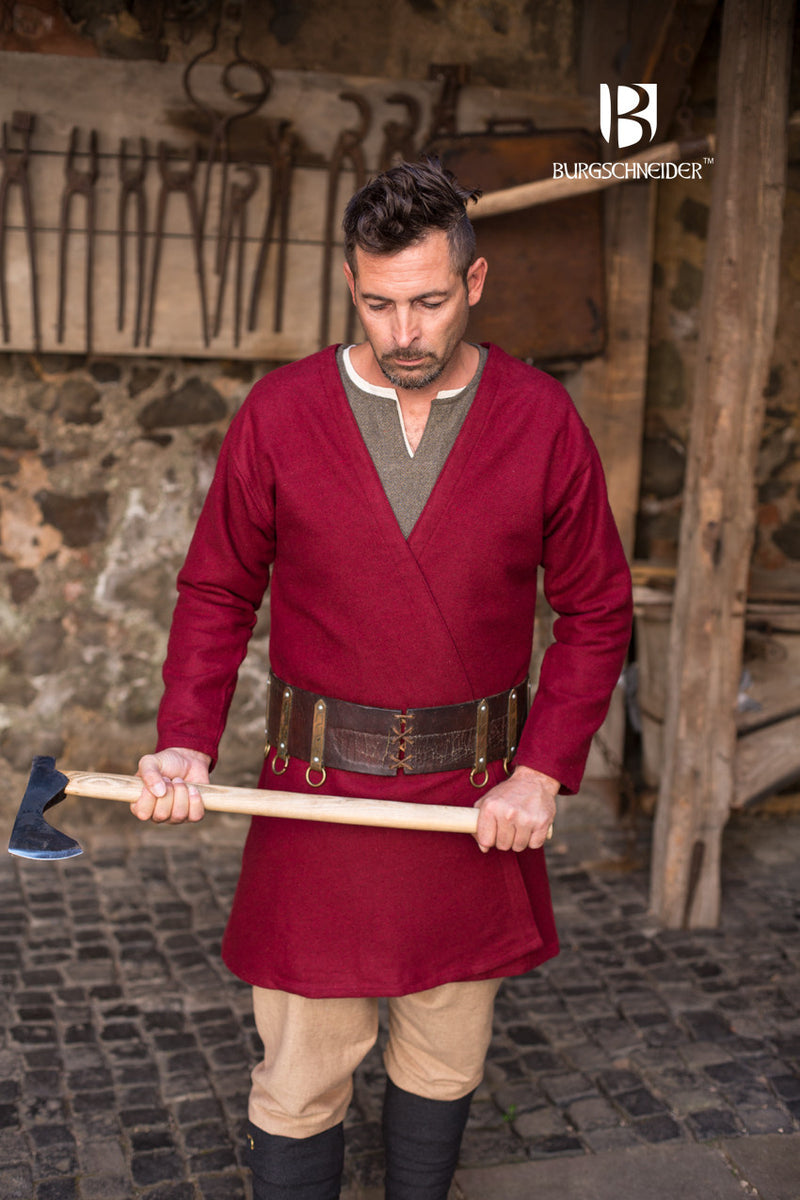 Viking kaftan Loki (czerwony), mieszanka wełny 