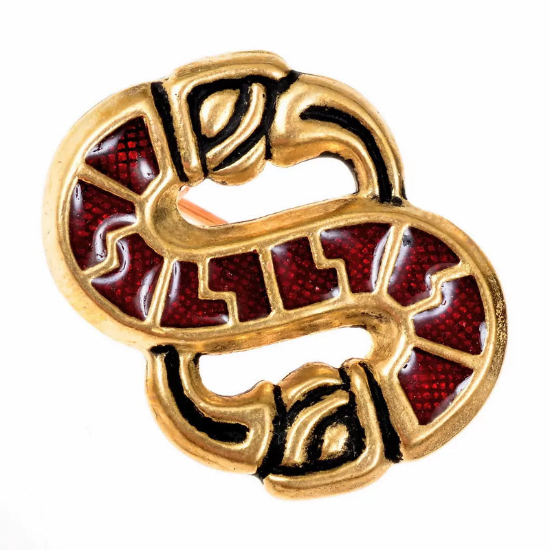 S-formet langobardisk fuglebroche, bronze 