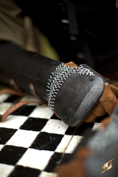 Bracers, forearm armor with chainmail, patinated, 1 mm