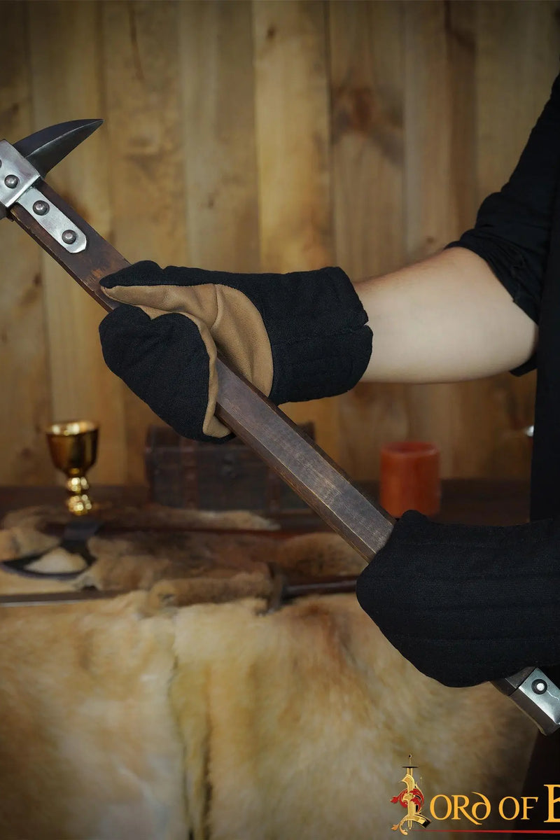 Gevoerde wanten, muffs voor reenactment, zwart