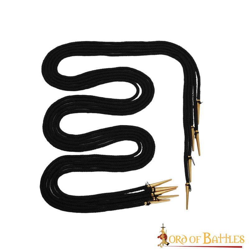 Veters met aiglets 150 cm, set van 5, zwart