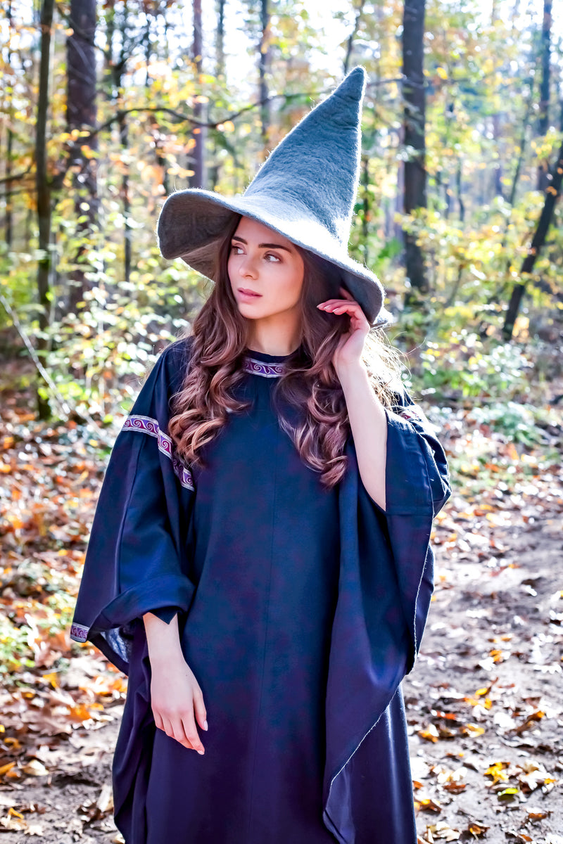 Heksenhoed, grijs, wolvilt