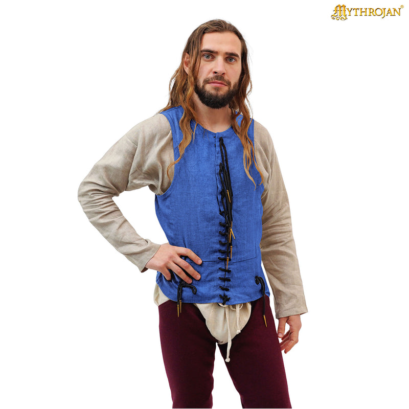 Pourpoint du 14e-15e siècle, laine, bleu 