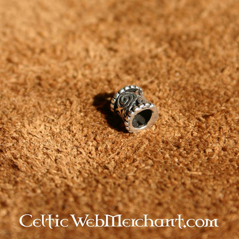 Perle de cheveux et de barbe médiévale argent, sterling argent 