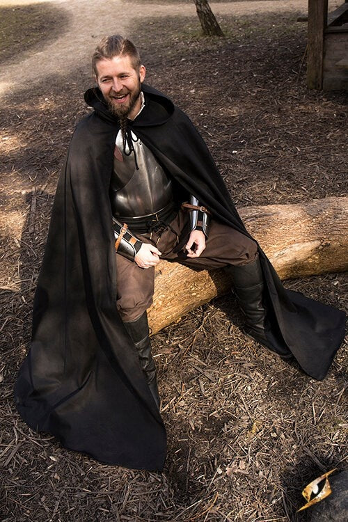 Middeleeuwse mantel Terrowin, zwart