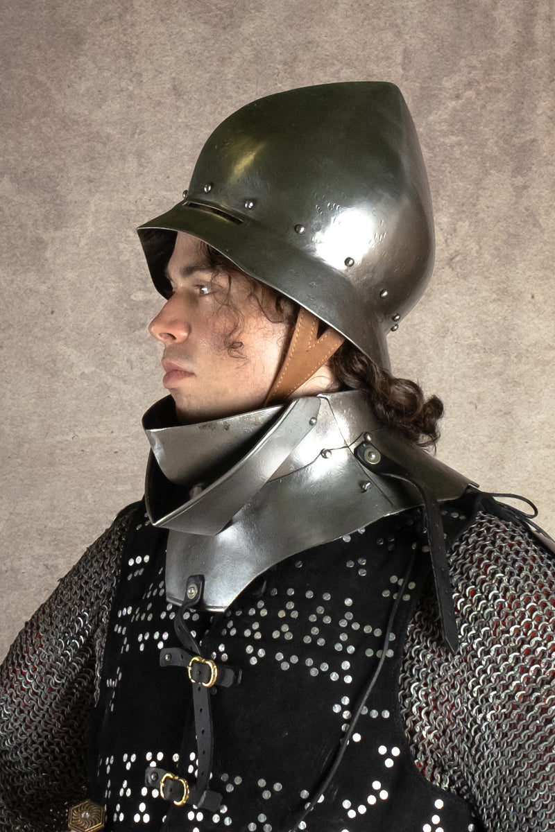 chapel de fer allemande du XVe siècle avec finition antique, 1,6 mm 