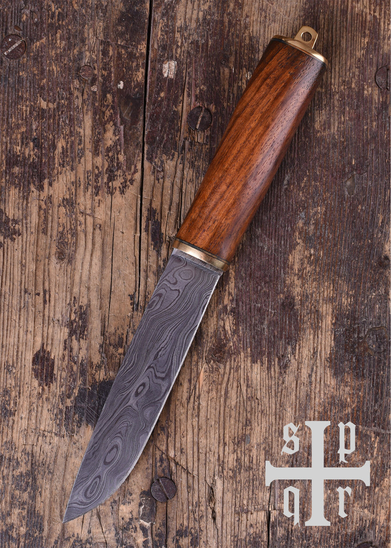 Vikingsax Roskilde, damascusstaal, semi-scherp