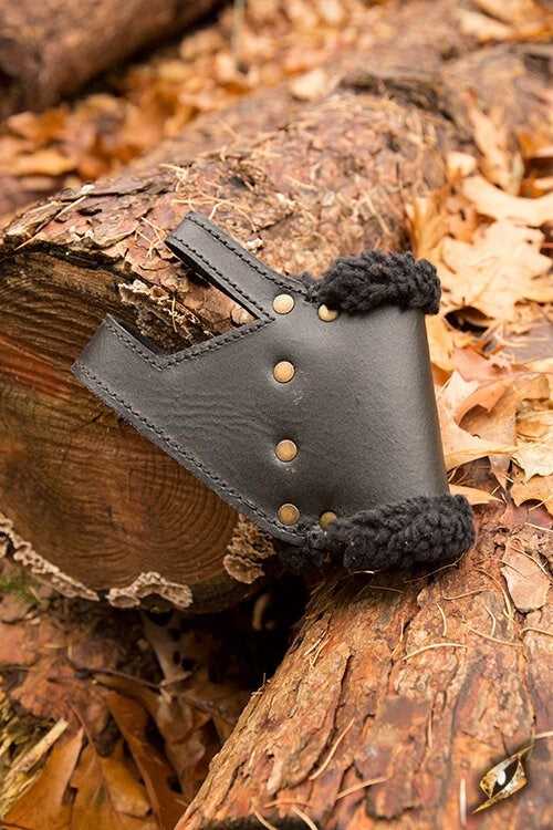 LARP zwaardhouder met vacht, zwart-bruin