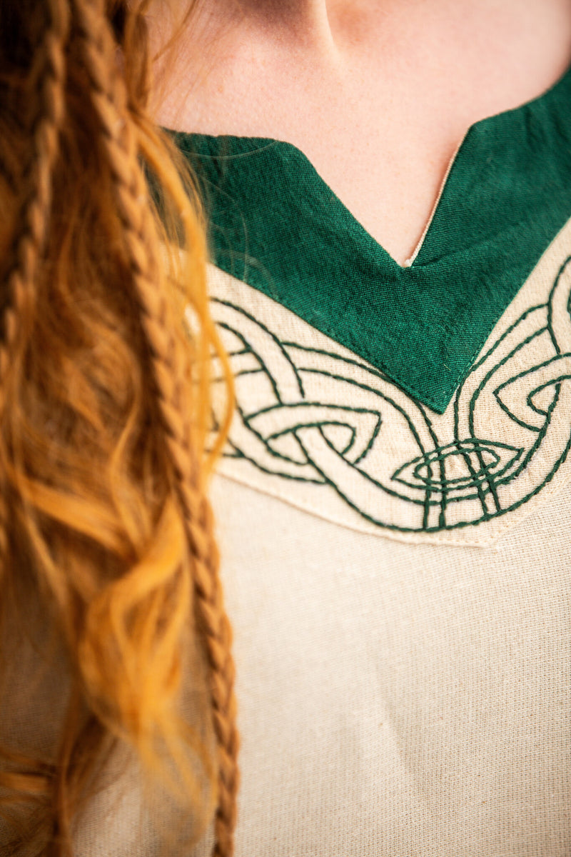 Viking vestido Lagertha, natural-verde 