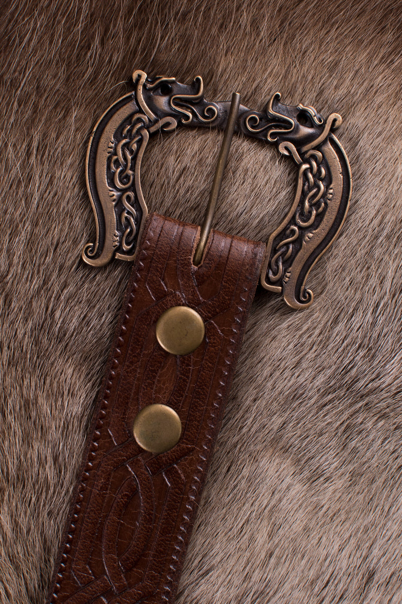 Keltiska läder bälte, 170 cm, brun 