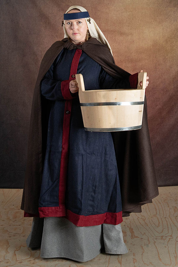 Mittelalterliche Mantel Karen, Wollmischung, braun 