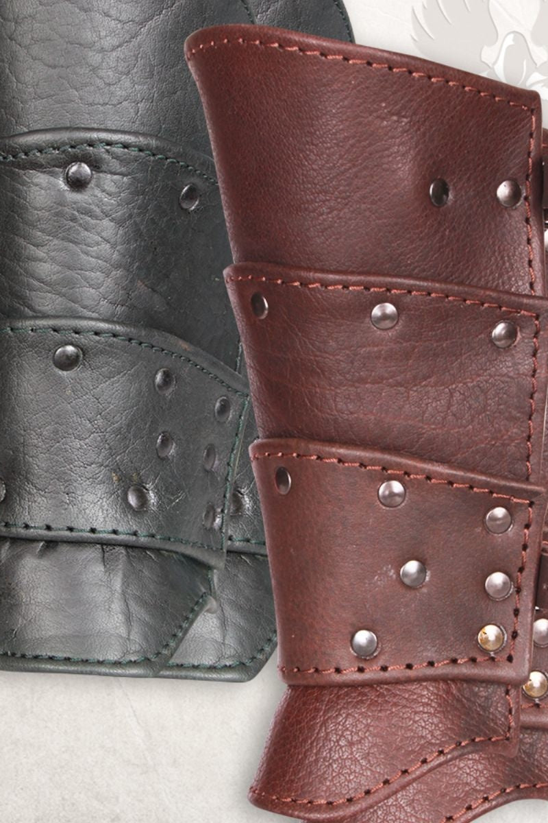Albrecht leren bracers, onderarmbeschermers, zwart