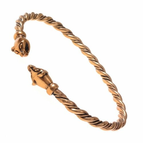 Bracelet Viking avec têtes de belette, bronze 