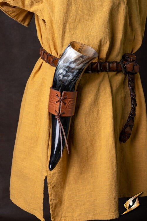 Leren drinkhoornhouder Edda, bruin