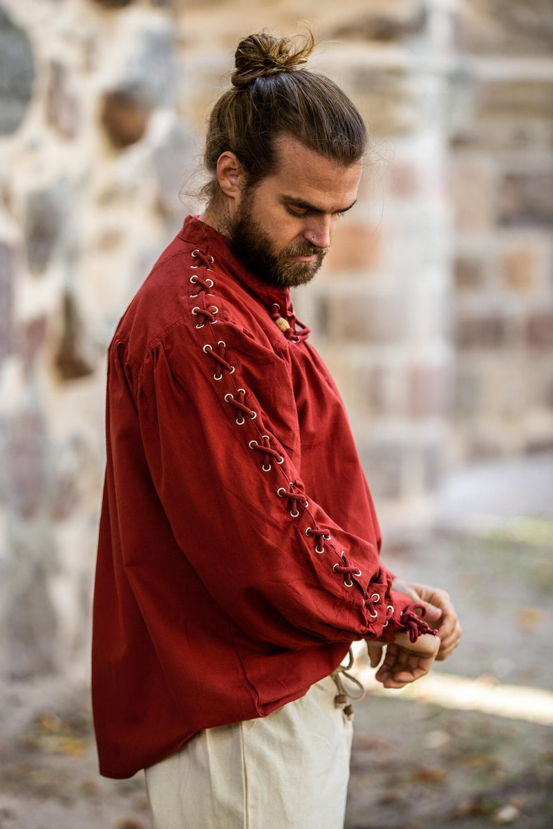 Piratenhemd met veters, rood