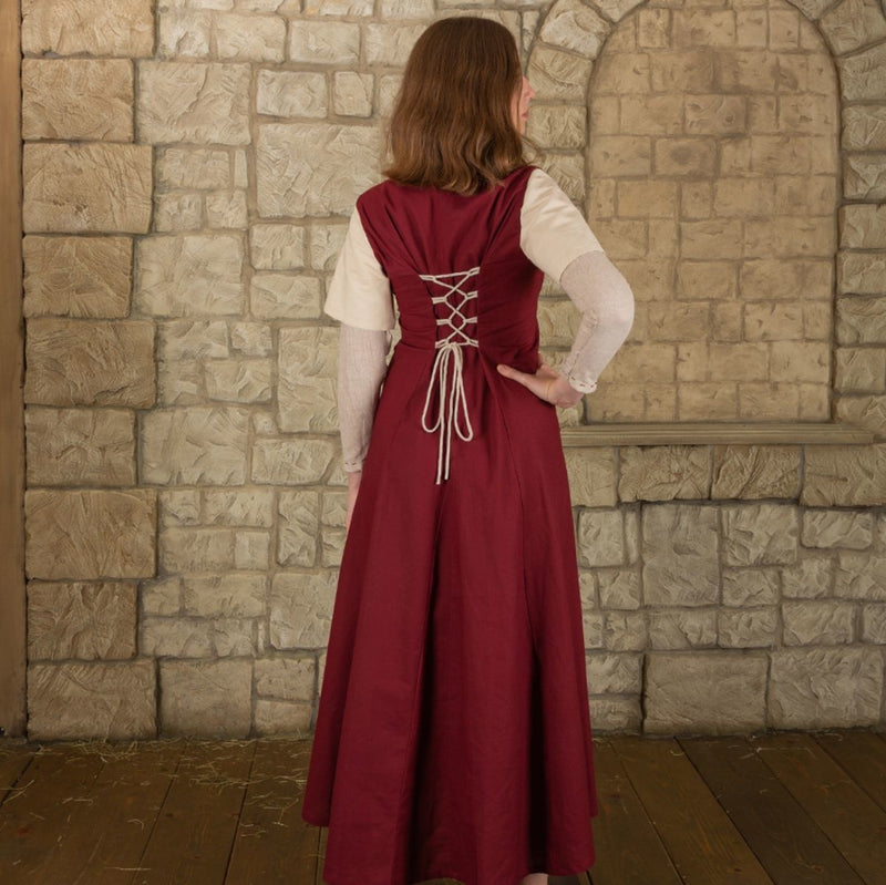 Médiévale kirtle Elodie, rouge/crème 