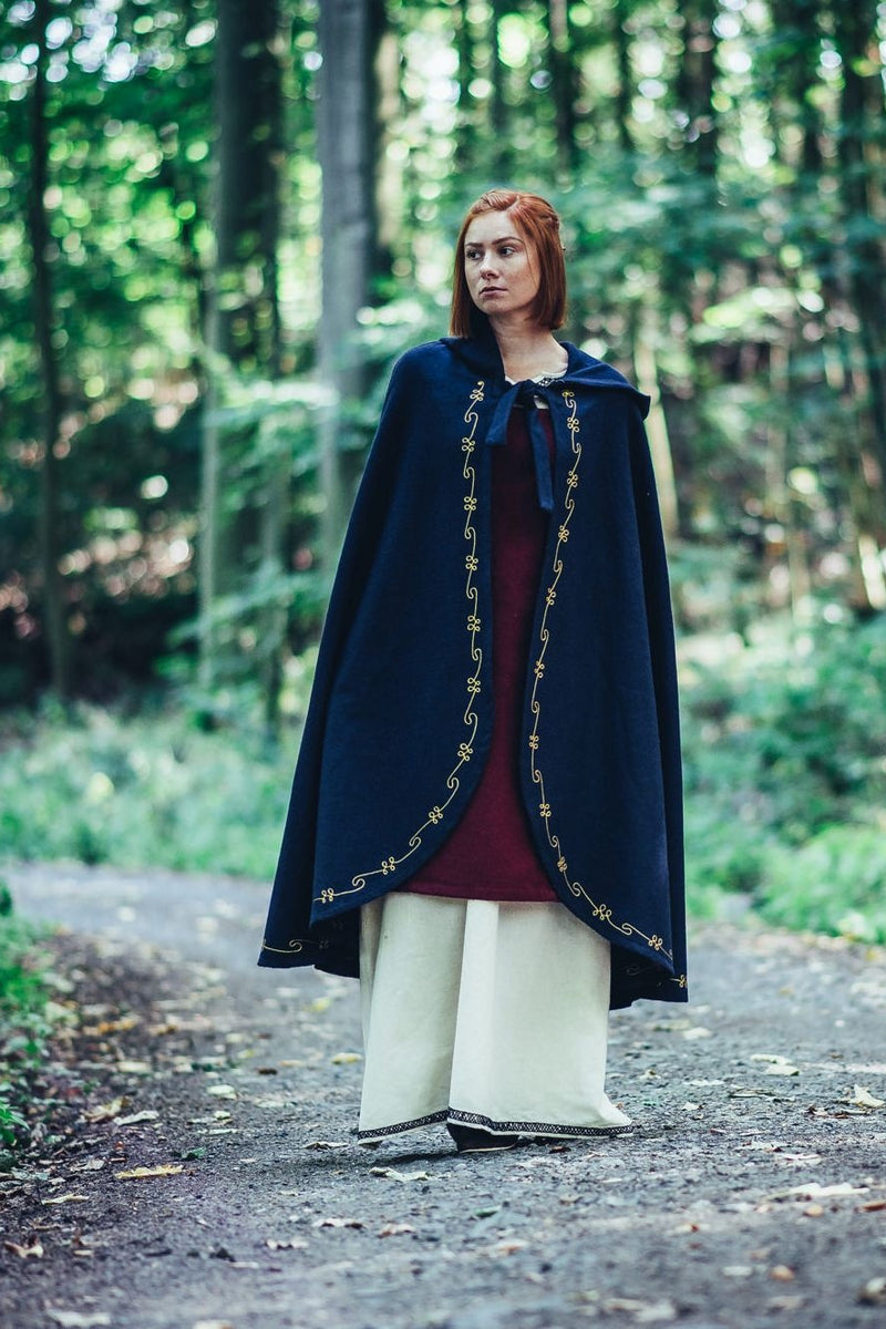 Cloak Ceridwen, wool blend, blue