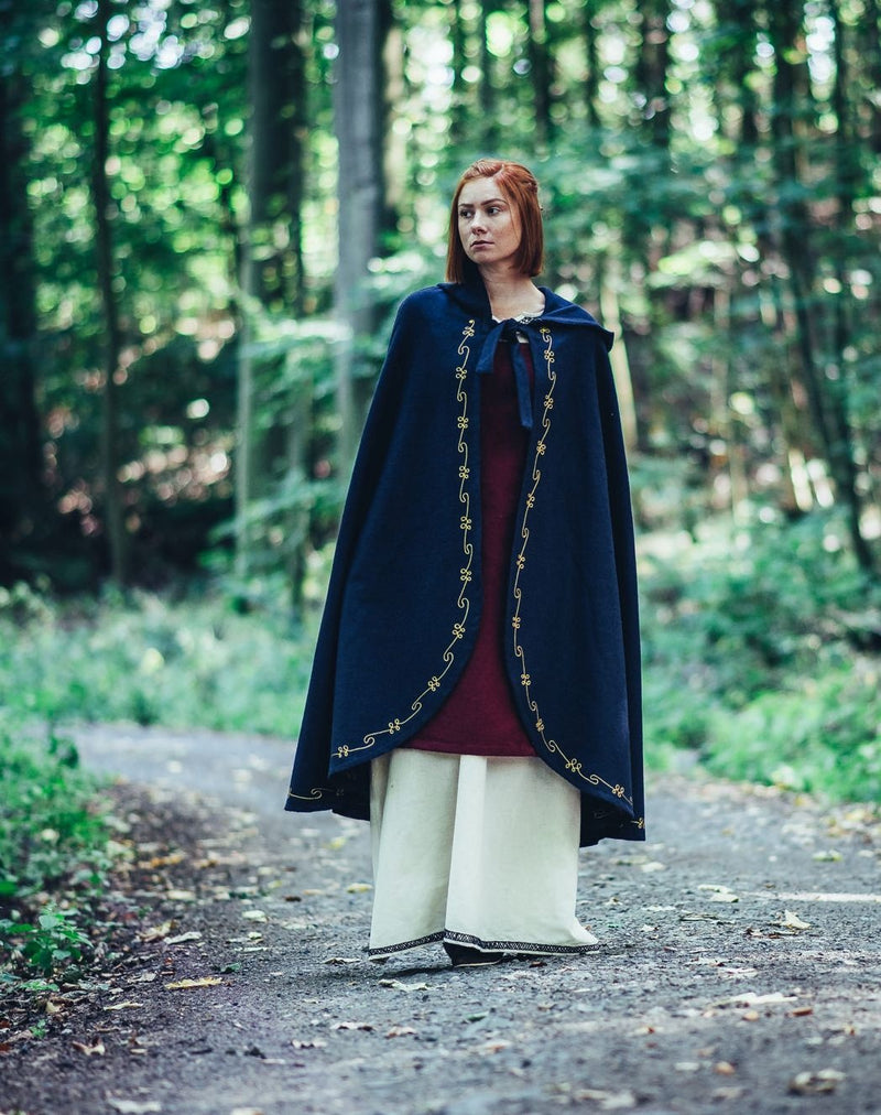Cloak Ceridwen, wool blend, blue