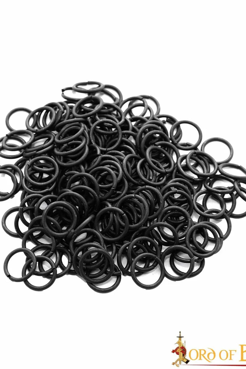 1kg chainmail rings, butted, black 10 mm